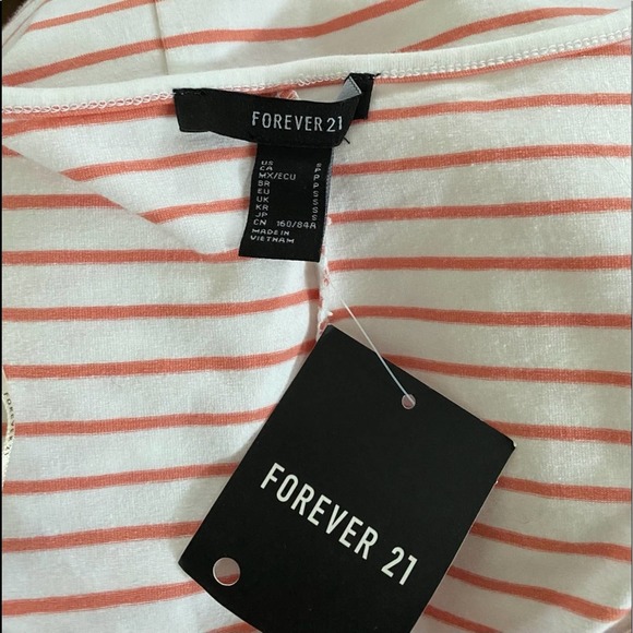 Forever 21 White & Coral Stripe Bodycon Dress - Picture 11 of 16